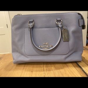 Coach purse. Light blue. Shoulder strap.